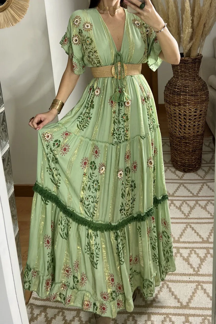 Hand-Embroidered Bohemian Dress