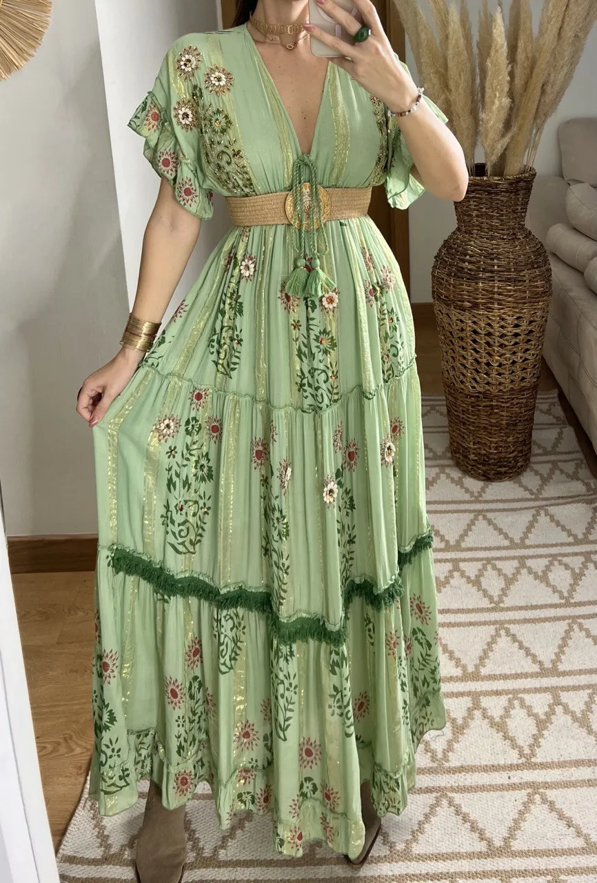 Hand-Embroidered Bohemian Dress