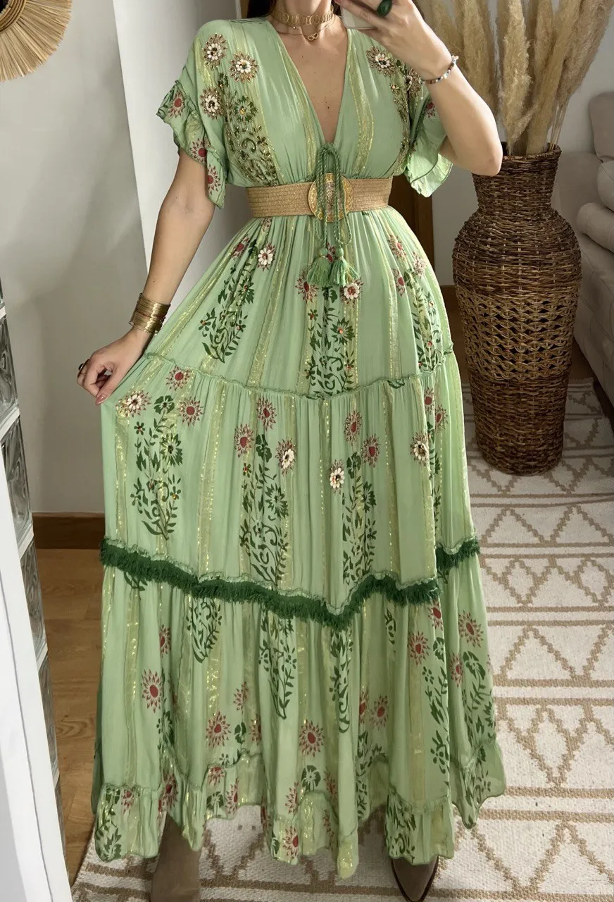 Hand-Embroidered Bohemian Dress