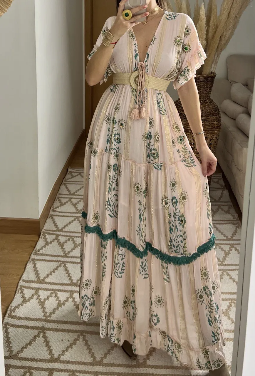 Hand-Embroidered Bohemian Dress