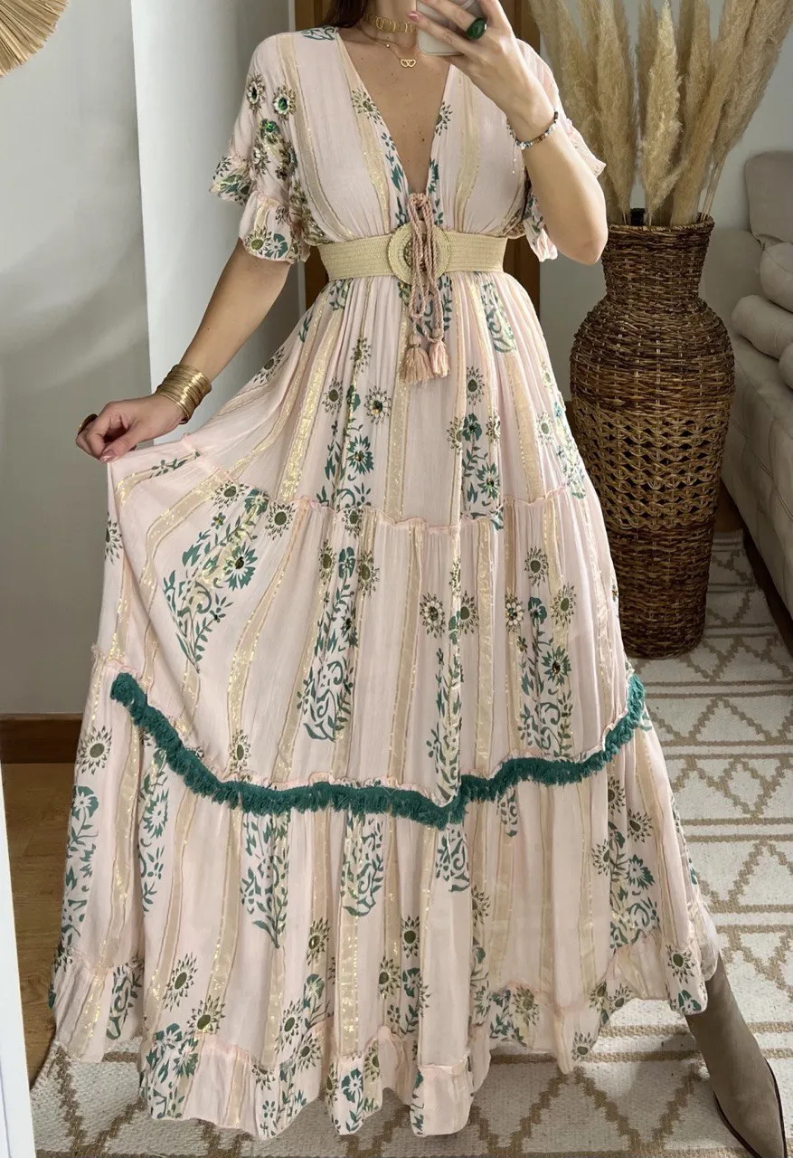 Hand-Embroidered Bohemian Dress