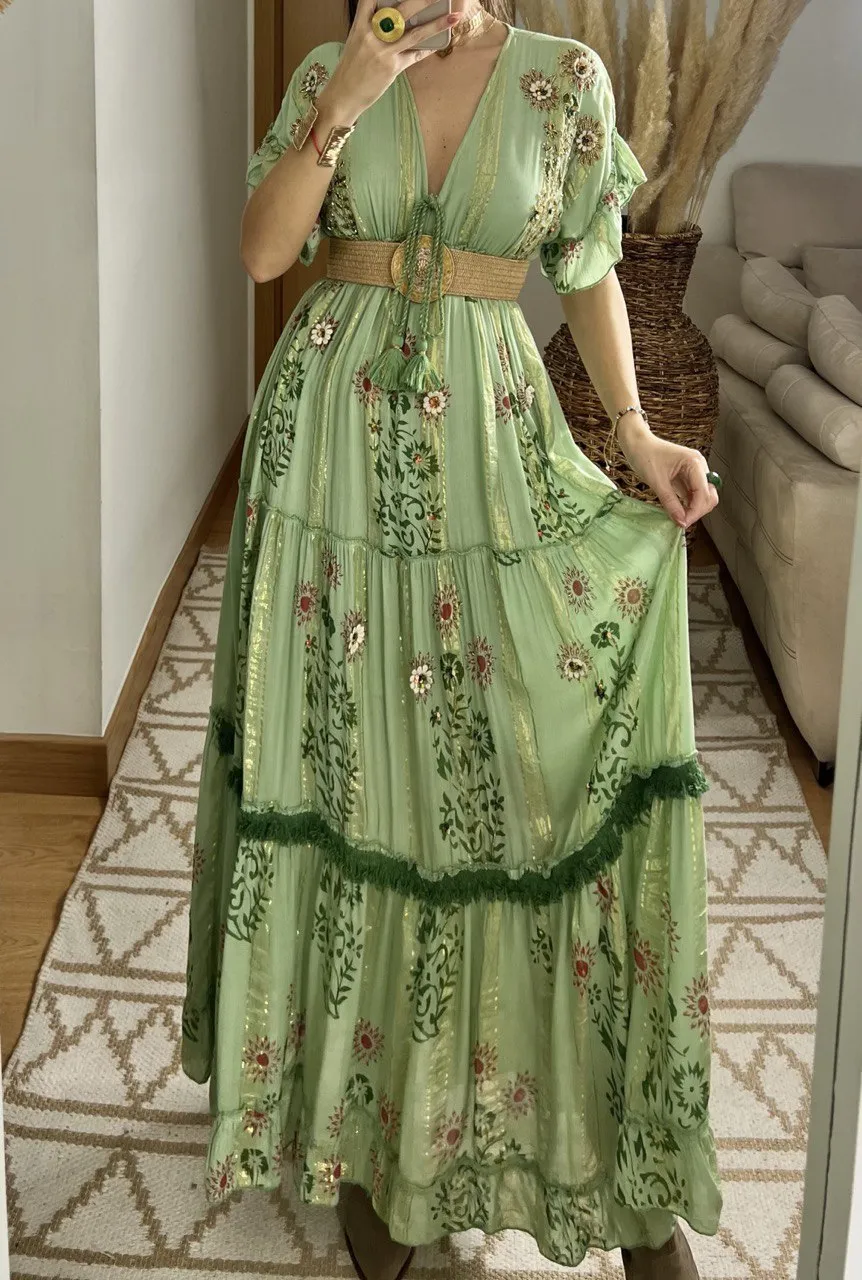 Hand-Embroidered Bohemian Dress