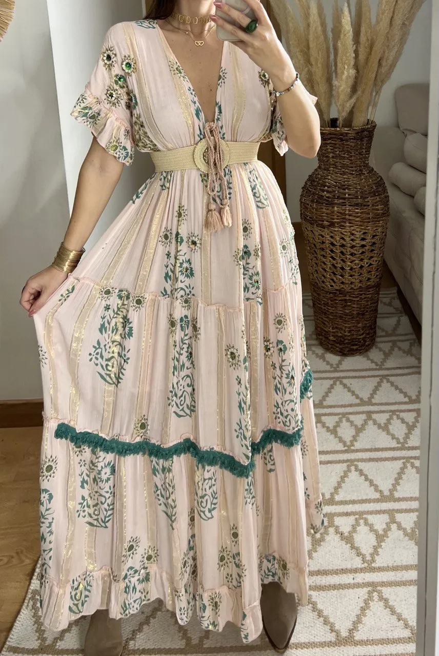 Hand-Embroidered Bohemian Dress