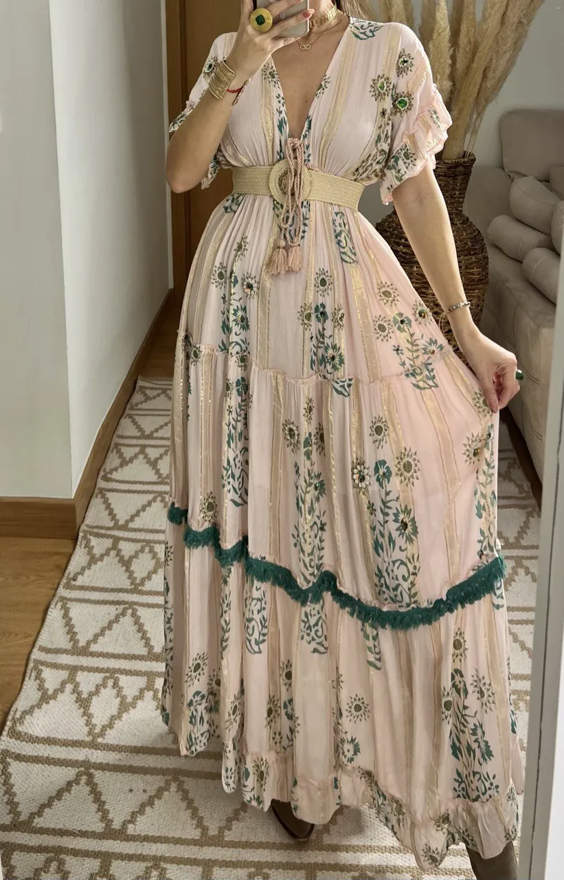 Hand-Embroidered Bohemian Dress