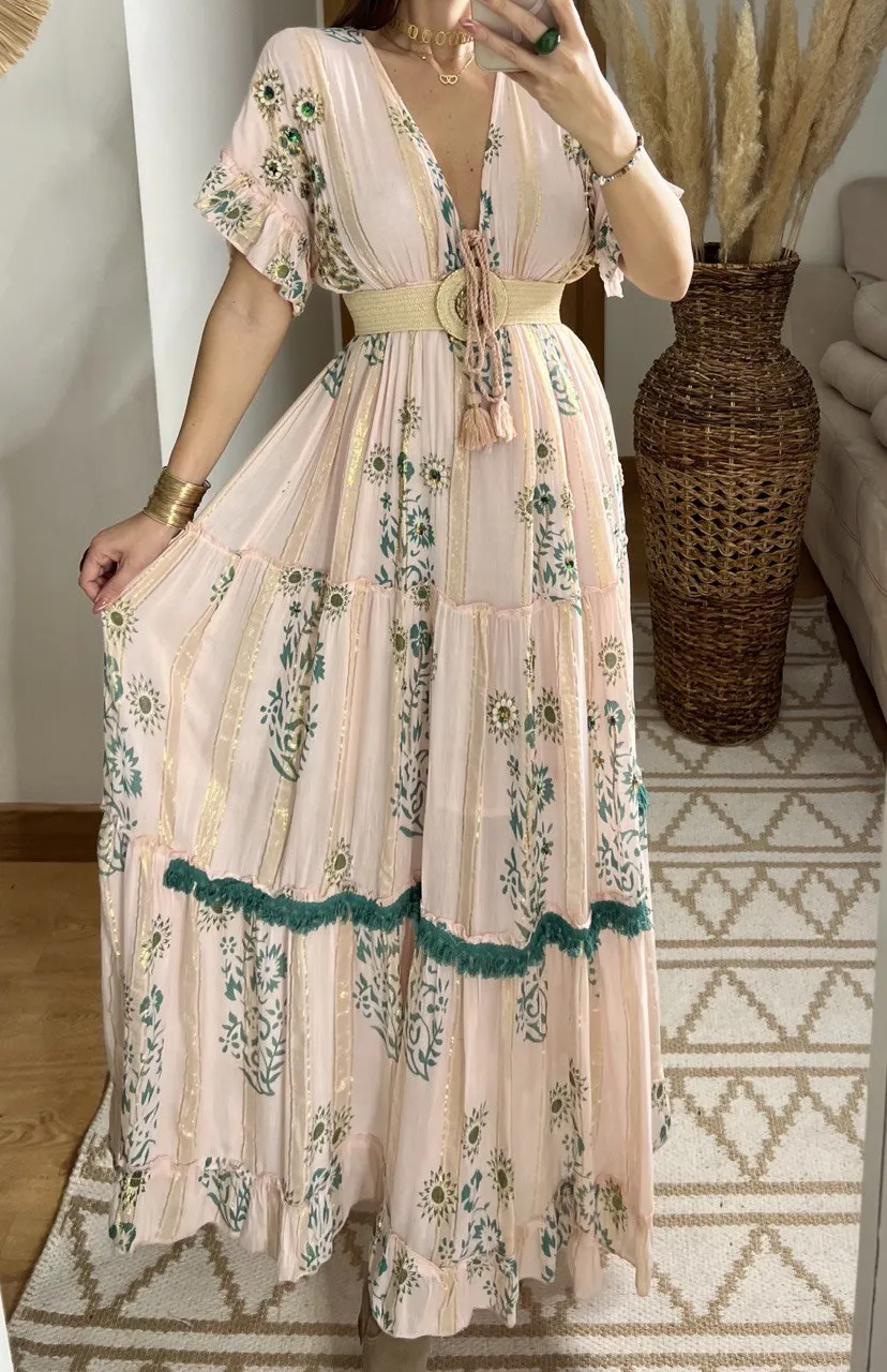 Hand-Embroidered Bohemian Dress