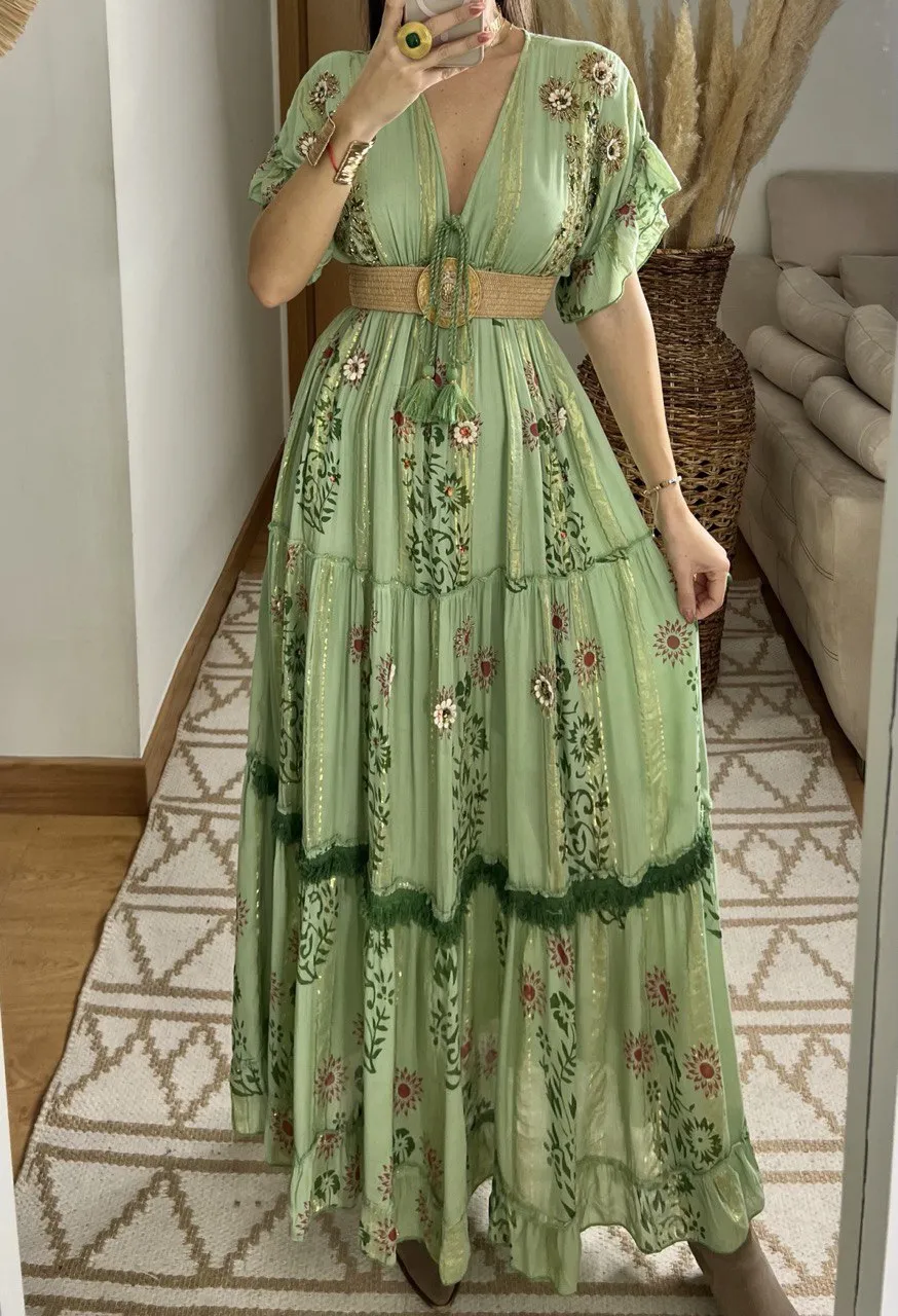 Hand-Embroidered Bohemian Dress