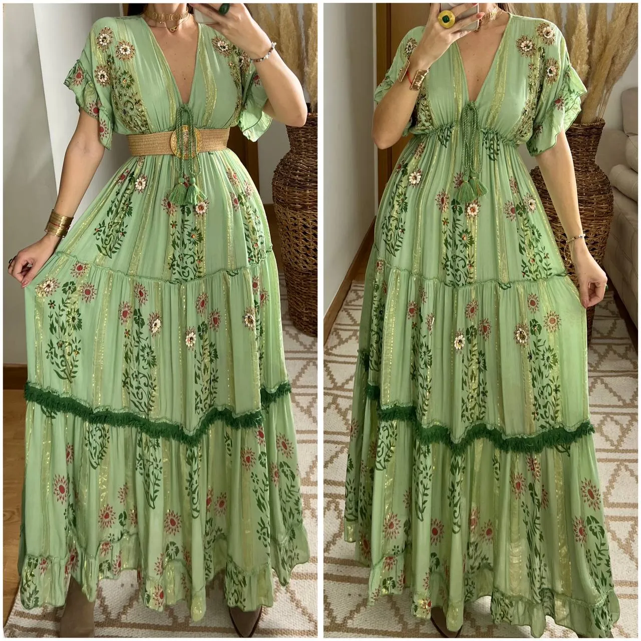 Hand-Embroidered Bohemian Dress