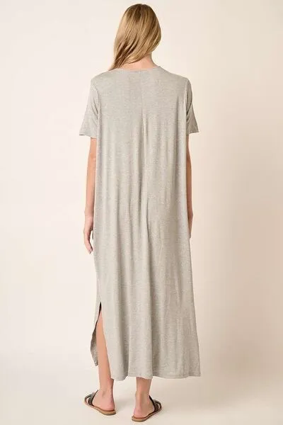 Hazel Blues® |  Mittoshop Side Slit Round Neck Short Sleeve Dress