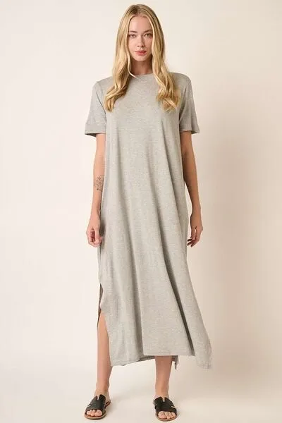 Hazel Blues® |  Mittoshop Side Slit Round Neck Short Sleeve Dress