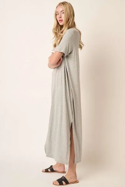 Hazel Blues® |  Mittoshop Side Slit Round Neck Short Sleeve Dress
