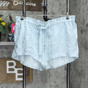 Isabel Maternity Tie-Front Pull-On Maternity Shorts Blue White Striped L