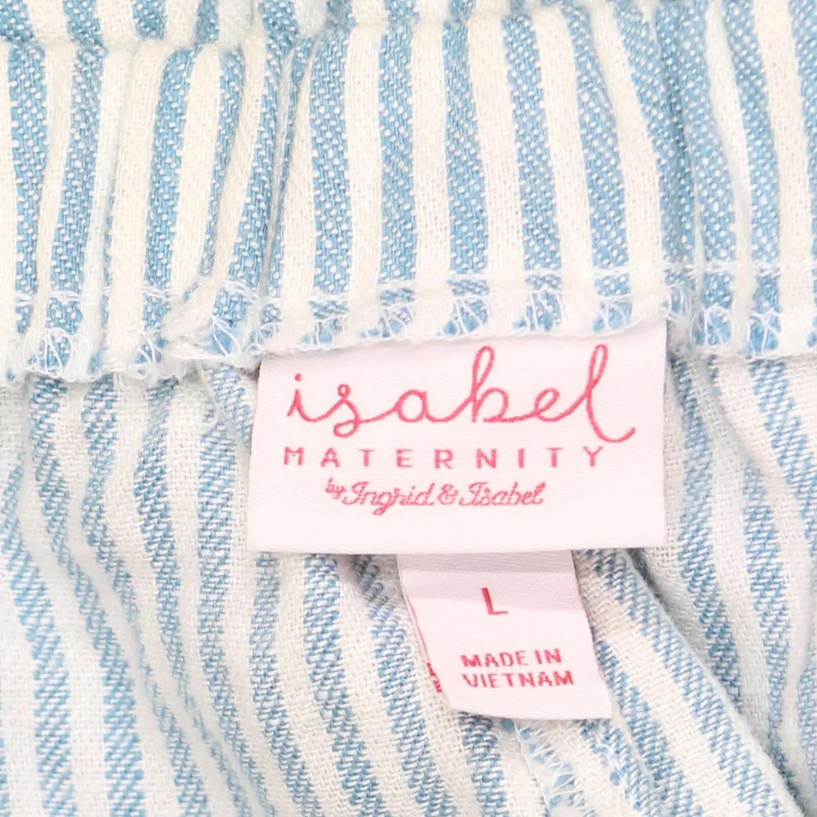 Isabel Maternity Tie-Front Pull-On Maternity Shorts Blue White Striped L