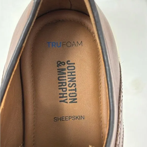 Johnston &amp; Murphy Holden Plain Toe Men's 9 Tan Oiled‎ Full Grain Comfort Loafer
