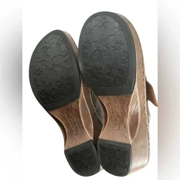 Josef Seibel Lily 10 Leather, Gold Buckle, Olive Women’s Slip On Clog US 6.5 - 7