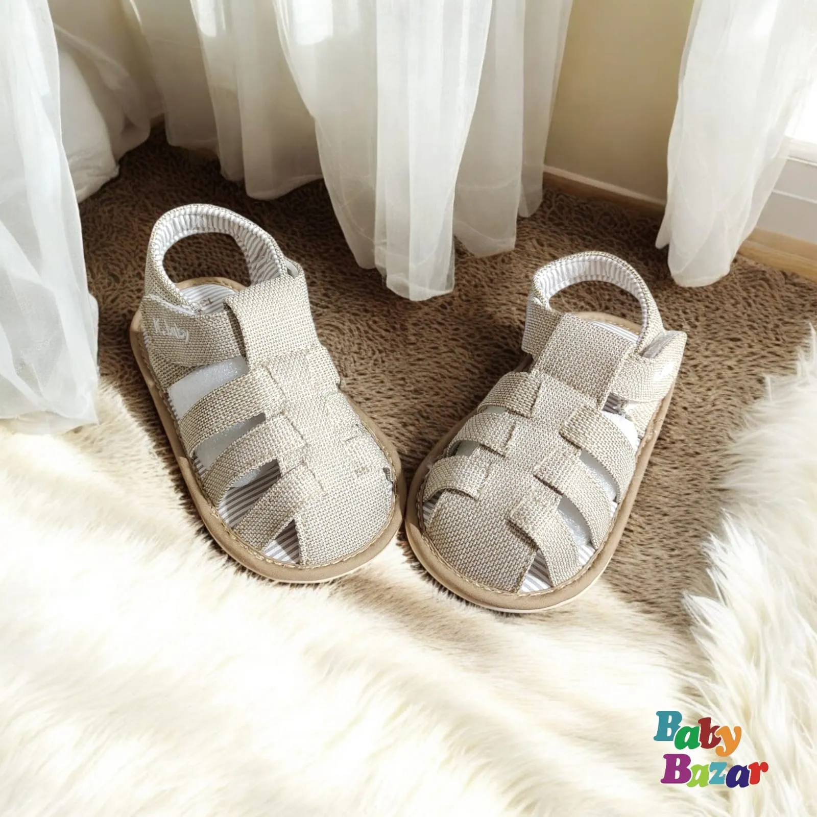 K.Baby Soft Beige Sandals For Baby Boys