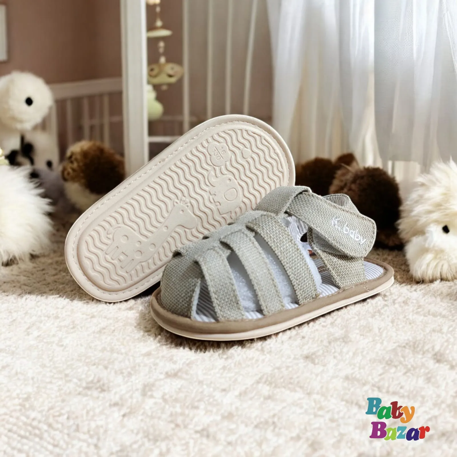 K.Baby Soft Beige Sandals For Baby Boys