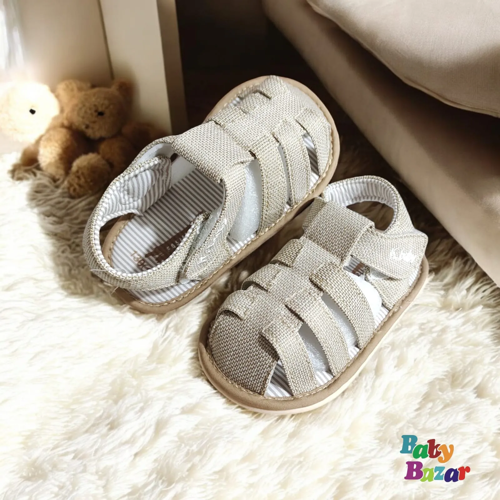 K.Baby Soft Beige Sandals For Baby Boys