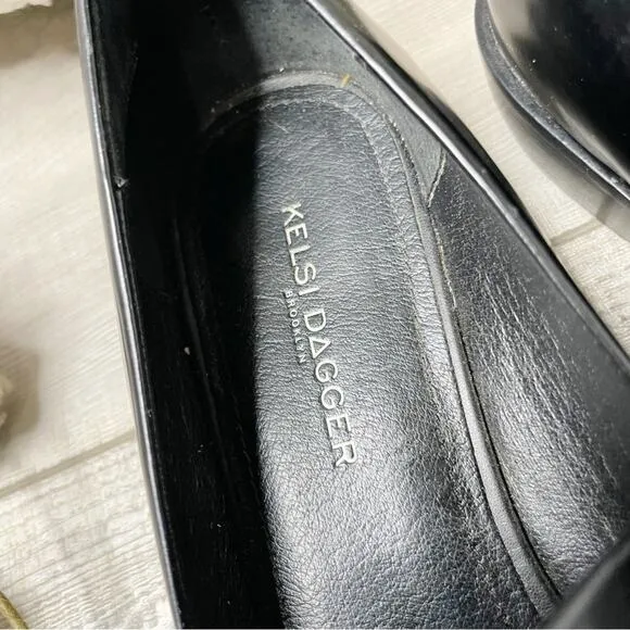 Kelsi Dagger Brooklyn Abbi Smooth Leather Pointed Toe Loafers Black Size 8.5M