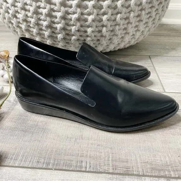 Kelsi Dagger Brooklyn Abbi Smooth Leather Pointed Toe Loafers Black Size 8.5M