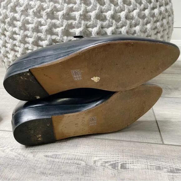 Kelsi Dagger Brooklyn Abbi Smooth Leather Pointed Toe Loafers Black Size 8.5M