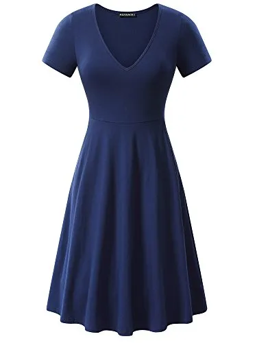 Kendra Short Sleeve Casual Flare A Line Midi Dress