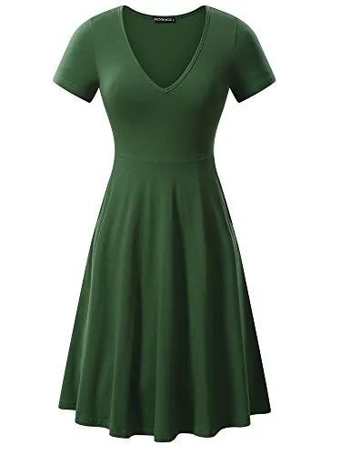 Kendra Short Sleeve Casual Flare A Line Midi Dress