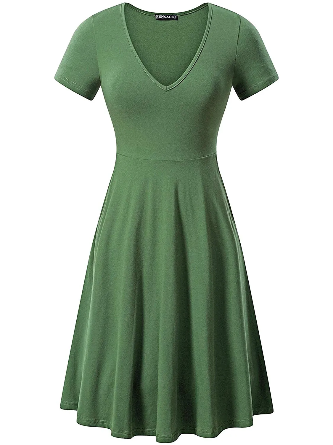 Kendra Short Sleeve Casual Flare A Line Midi Dress
