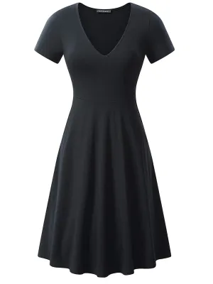 Kendra Short Sleeve Casual Flare A Line Midi Dress