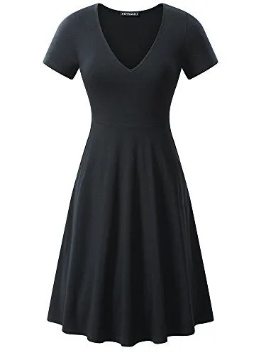 Kendra Short Sleeve Casual Flare A Line Midi Dress