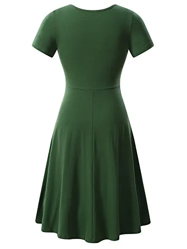 Kendra Short Sleeve Casual Flare A Line Midi Dress