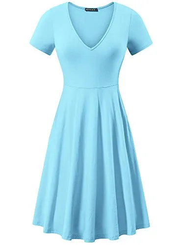 Kendra Short Sleeve Casual Flare A Line Midi Dress