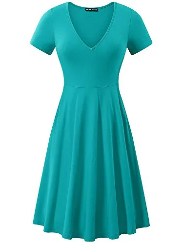 Kendra Short Sleeve Casual Flare A Line Midi Dress