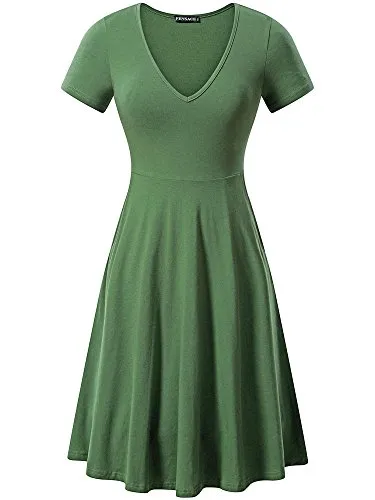 Kendra Short Sleeve Casual Flare A Line Midi Dress