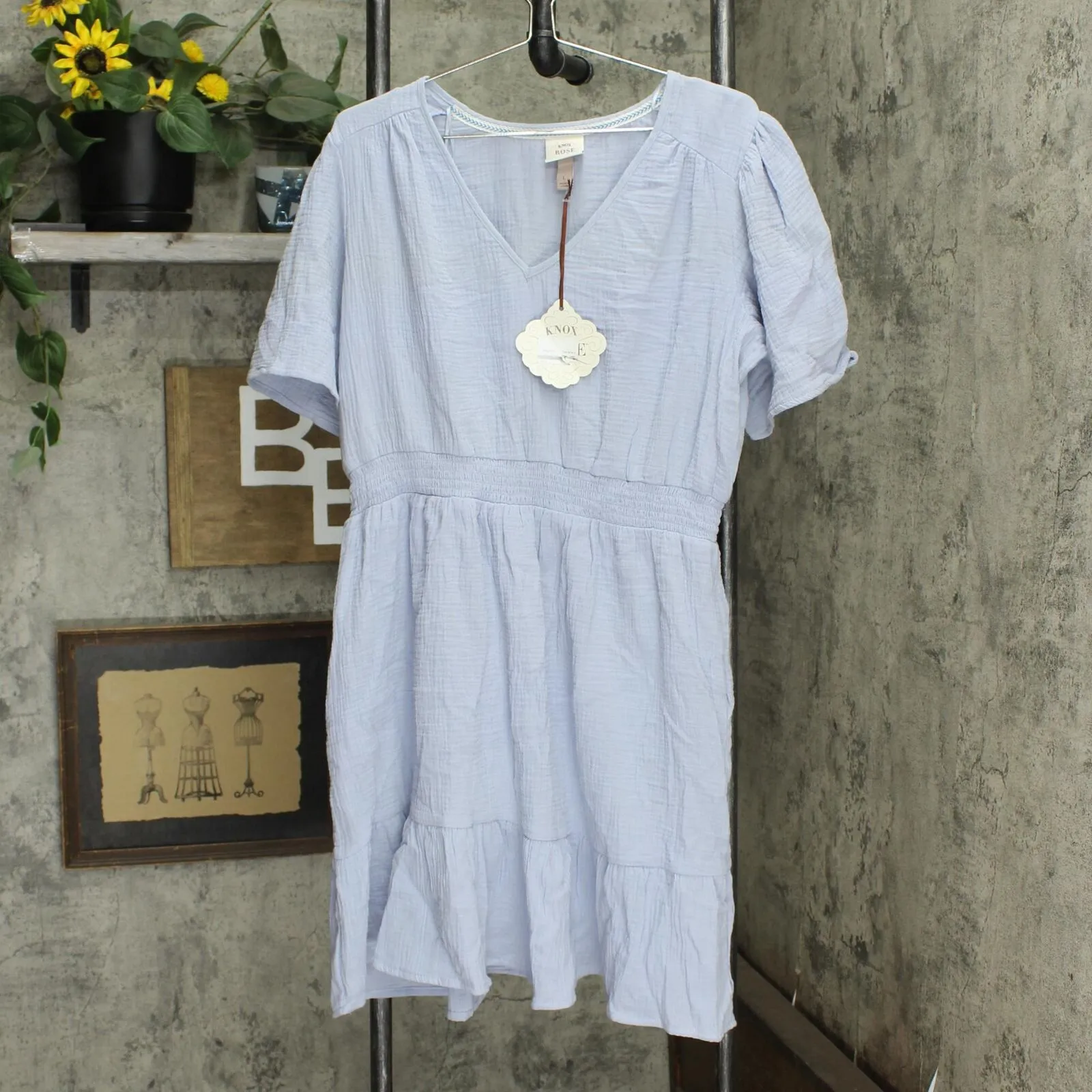 Knox Rose Women's Flutter Short Sleeve Gauze A-Line Dress