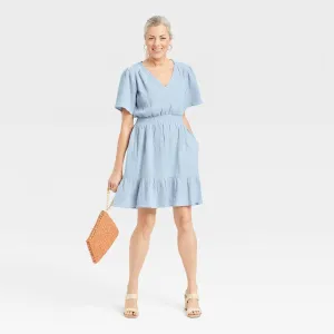 Knox Rose Women's Flutter Short Sleeve Gauze A-Line Dress