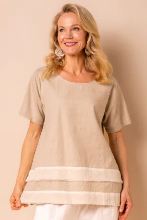 Lana Linen Blend Top in Latte