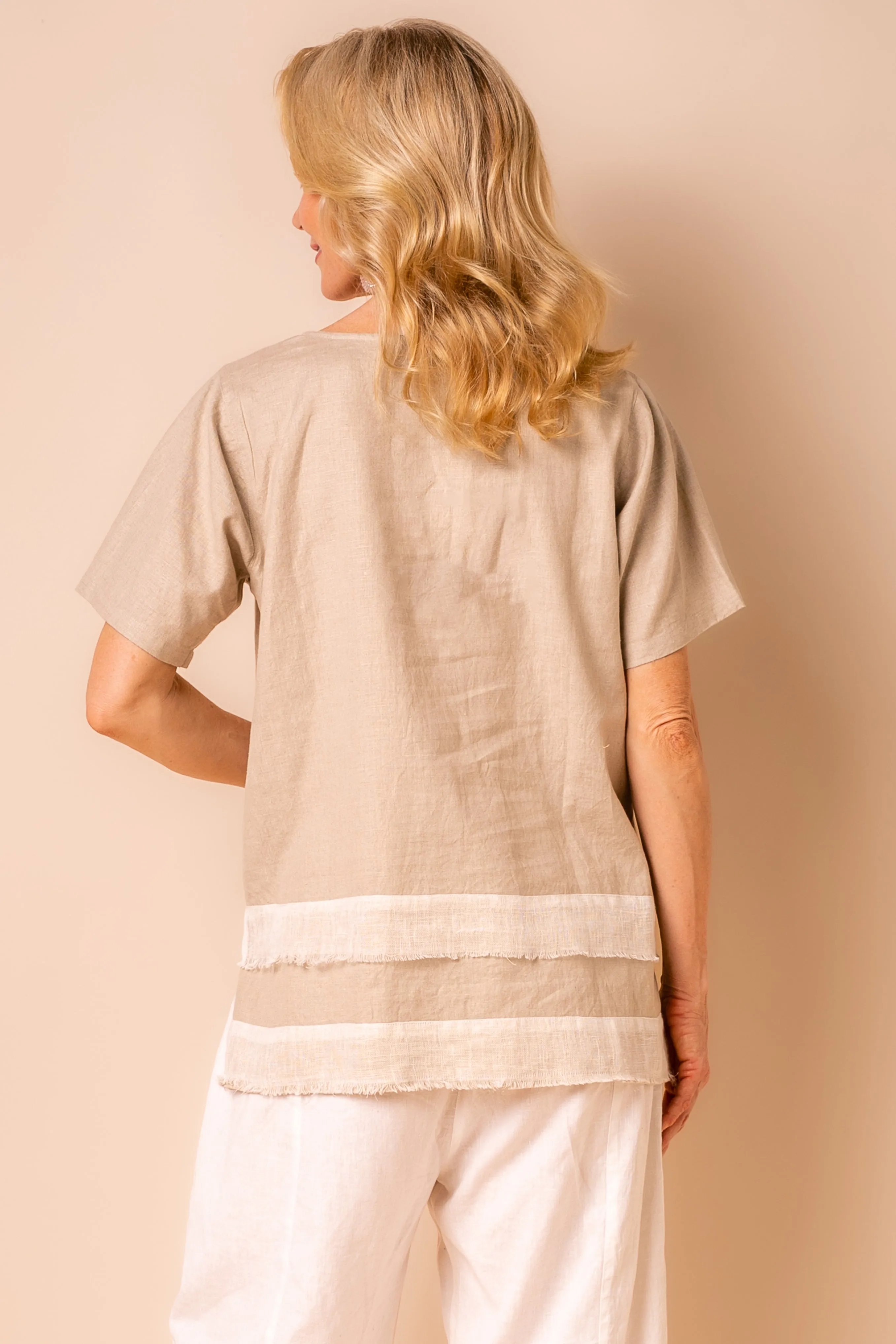 Lana Linen Blend Top in Latte