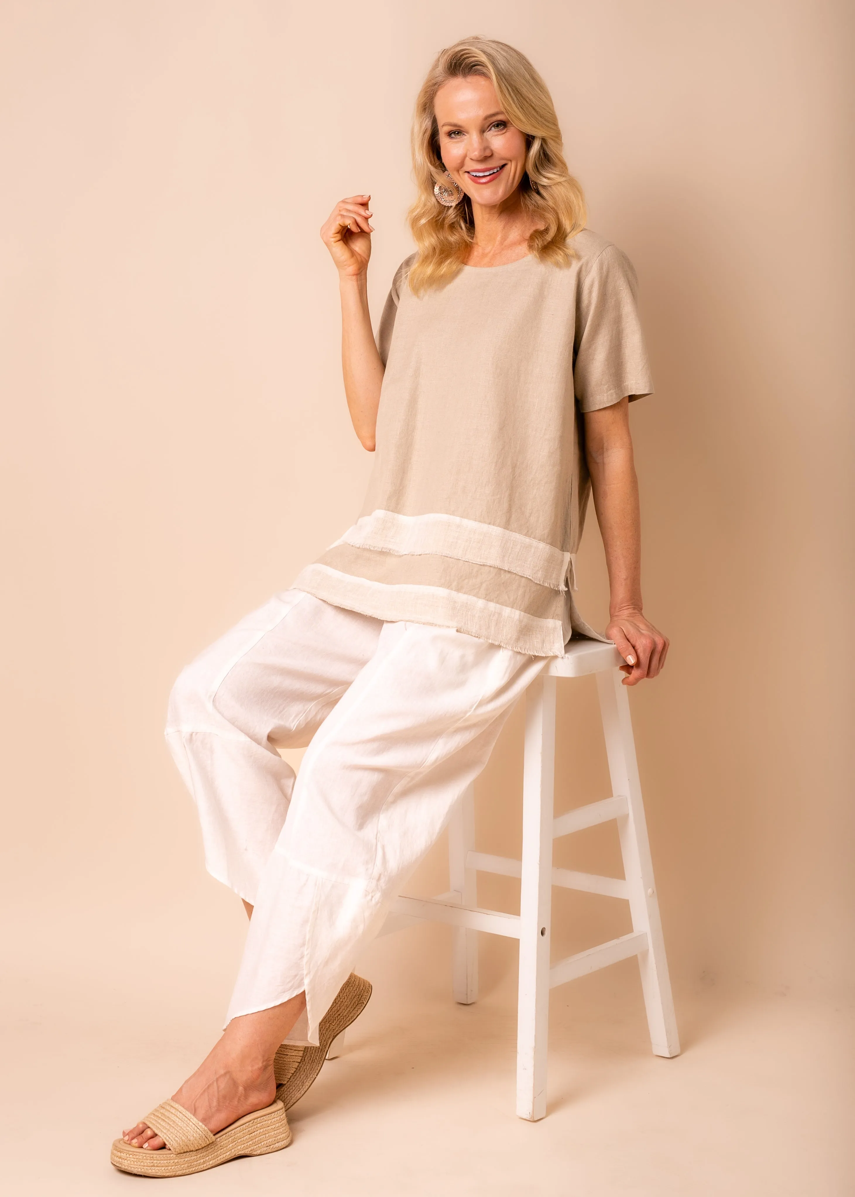 Lana Linen Blend Top in Latte