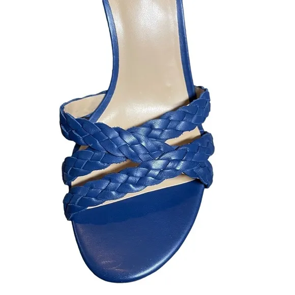 Lauren Ralph Lauren Grayce Blue Leather Woven Sandals Heels Size 9