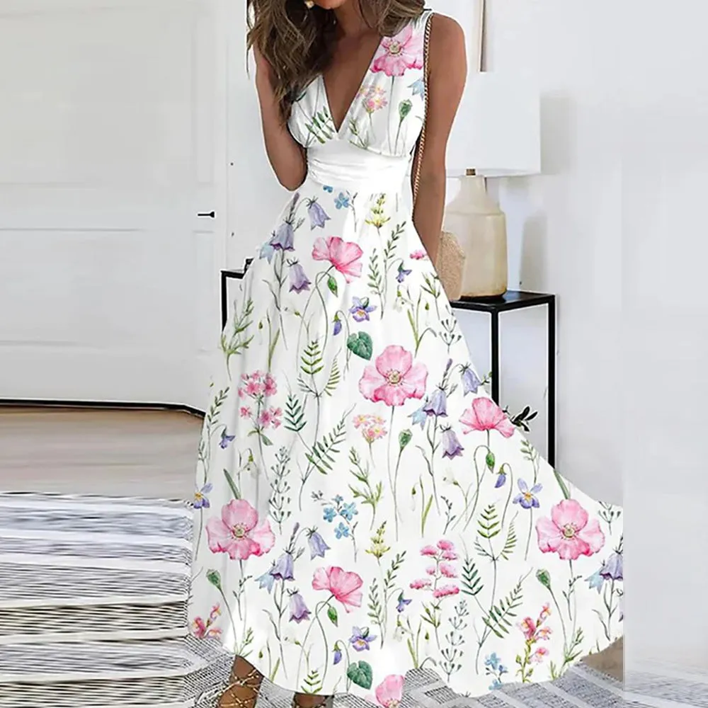 Lettice - Breathable Sleeveless Woman's Floral Dress