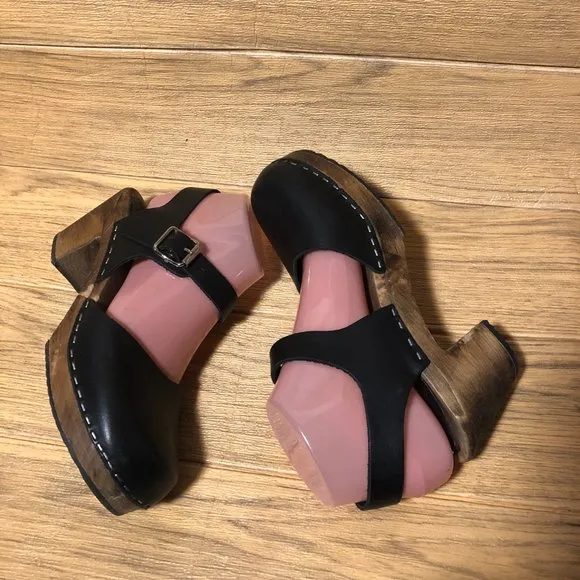 Lotta from Stockholm Mary Jane black Buckle Clogs, 7.5