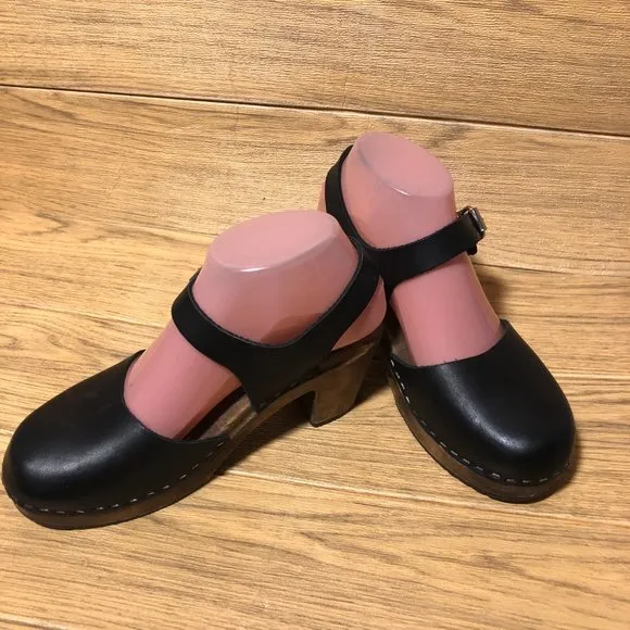 Lotta from Stockholm Mary Jane black Buckle Clogs, 7.5