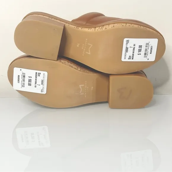 Marc Fisher LTD Beckett Block Heel Leather Clogs 7 Mules