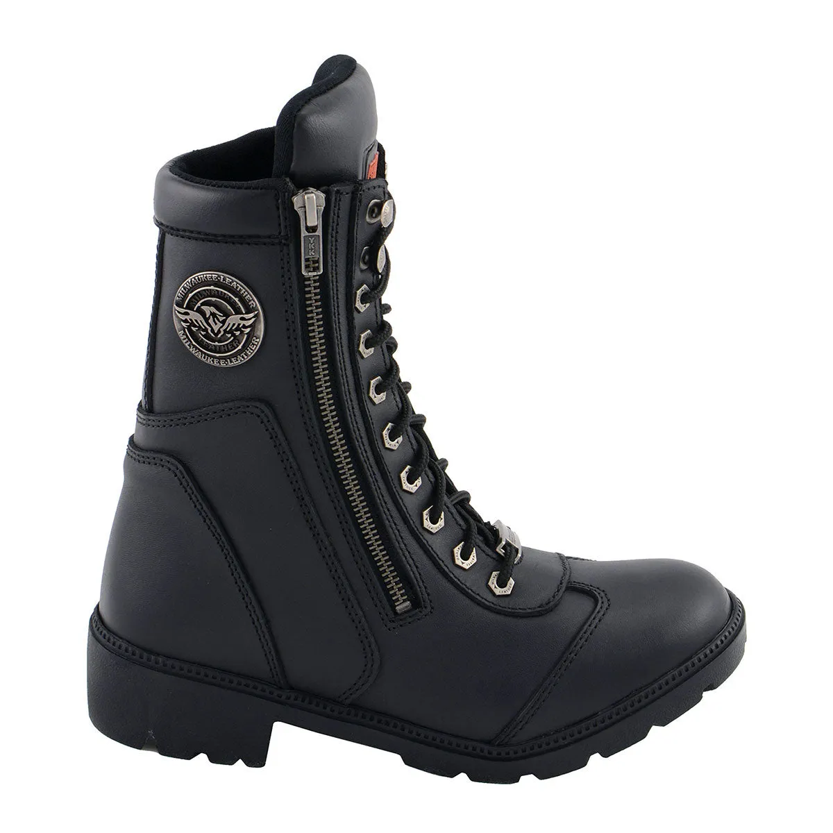 MBL9301 Women's Black Lace-Up Boots with Side Zipper Entry