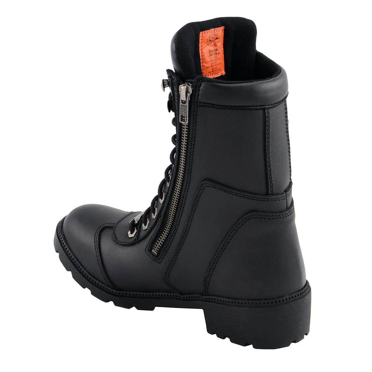 MBL9301 Women's Black Lace-Up Boots with Side Zipper Entry