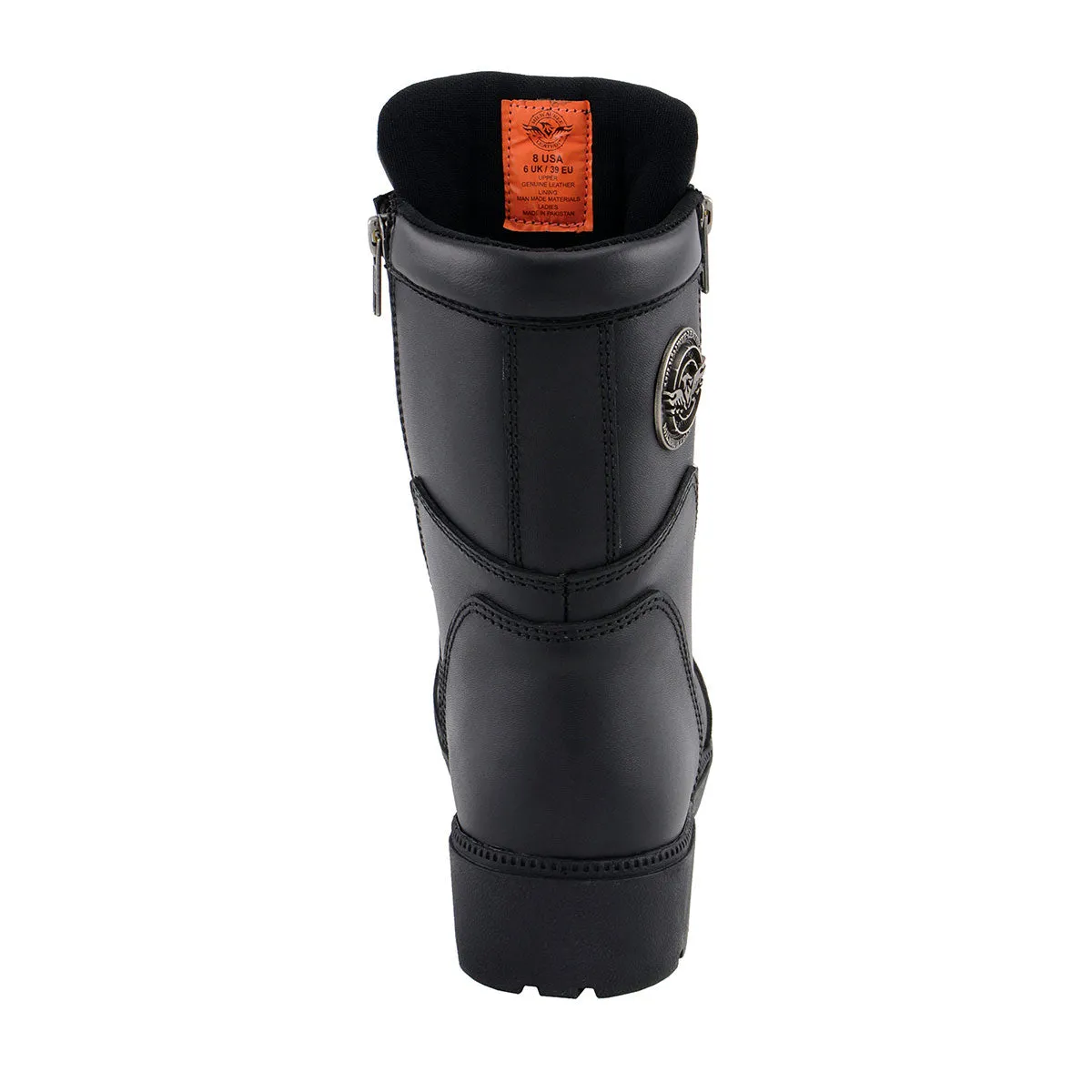 MBL9301 Women's Black Lace-Up Boots with Side Zipper Entry