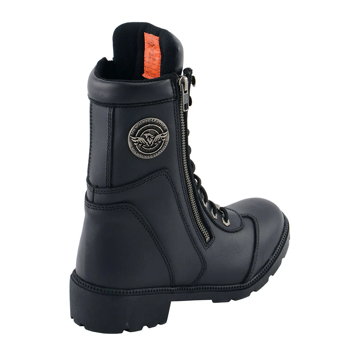 MBL9301 Women's Black Lace-Up Boots with Side Zipper Entry