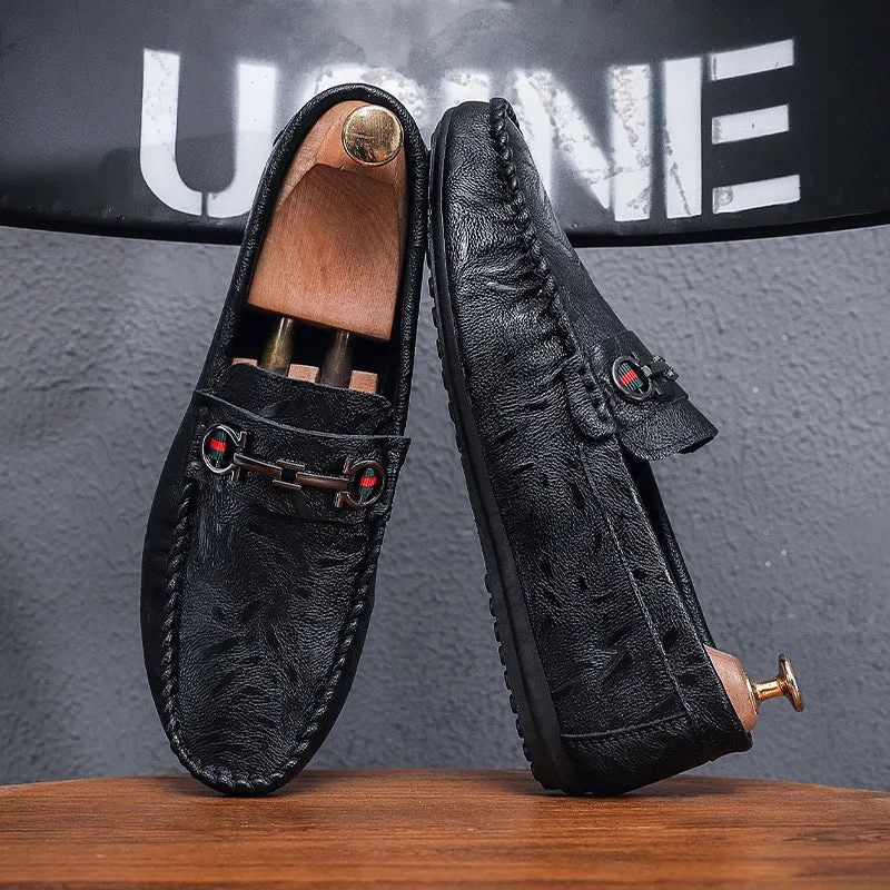 Men’s Leather Slip-On Loafers – Casual Driving Shoes