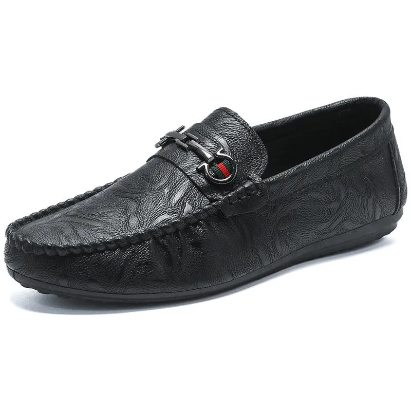 Men’s Leather Slip-On Loafers – Casual Driving Shoes