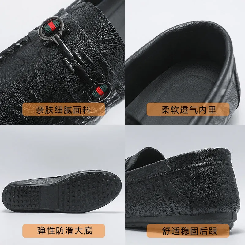Men’s Leather Slip-On Loafers – Casual Driving Shoes